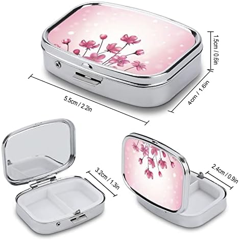 Caixa de comprimidos Flores rosa Caixa de comprimido em forma de quadrado Caixa de comprimido portátil Vitamina Organizador