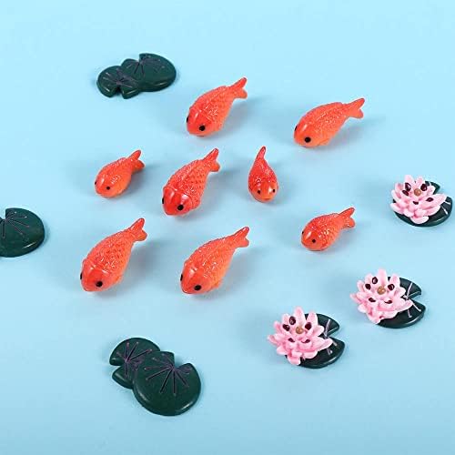 Resina Red Goldfish Mini -Goldfish Feliz, decoração de ornamentos de bonecas de aquário para artesanato ou decoração de bolo, artesanato diy acessórios para jardim em miniatura
