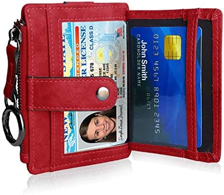Aoxonel Keychain Wallet Leather RFID Crédito de cartão de crédito para mulheres compacta pequena carteira feminina Senhoras