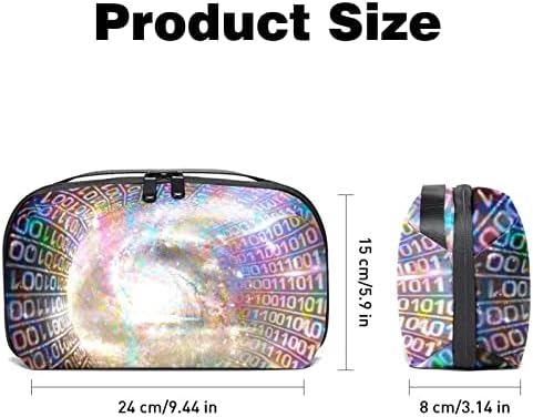 Carteira de bolsa de bolsa de viagem de caixa de transmissão de caixa de transporte de caixa de viagem USB Acessório de bolso, código binário de computador 3D Galáxia de arco -íris engraçada