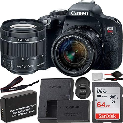 Câmera DSLR da Canon EOS Rebel T7i com EF-S 18-55mm f/4.0-5.6 é lente STM e pacote de acessórios básicos-inclui Sandisk