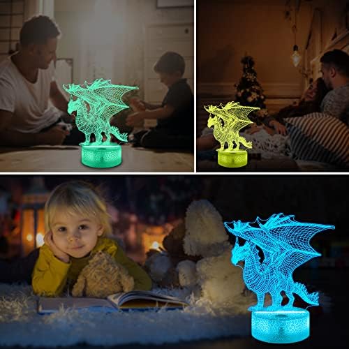 Lâmpada de dragão de amonita para crianças, brinquedo de luz noturna em 3D Dragon, 16 cores com controle remoto da sala