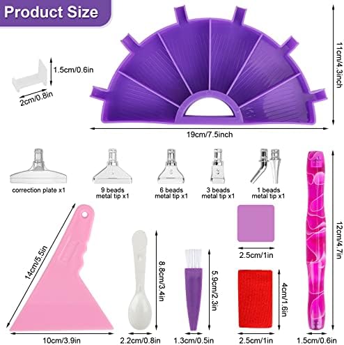 Sereliy 6 grades kits de bandeja de pintura de diamante, acessórios de pintura de diamante Organizador de bandeja com kits de canetas de pintura de diamante, ferramentas de pintura de diamante 5D.