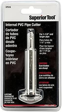 Superior Tool 37516 1-1/4 Corte de tubos de PVC interno e um cortador de tubo de um quarto de polegada para PVC, cinza/preto