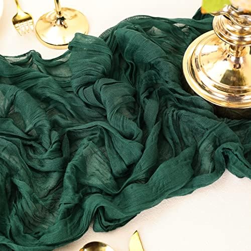 Linxtar Emerald Green Cheesecloth Table Runner de 10 pés de gaze rústica Trepa de mesa de gaze Rústico Decoração de primavera 35x122