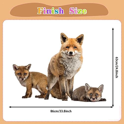 Mefoss Large Realike 3D Fox Wall Decals Starters Art - 34 × 25 - Peel e Stick Animal Fox Wall Decors Muals para Kids Room de