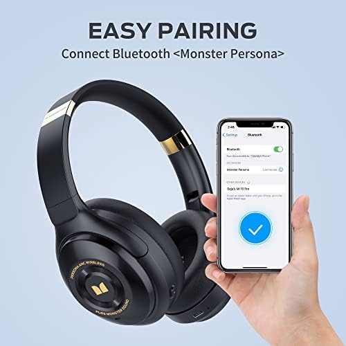 MONSTER Persona ruído cancelando fones de ouvido sem fio, fones de ouvido Bluetooth sobre o ouvido, fones de ouvido sem fio Hi-Fi