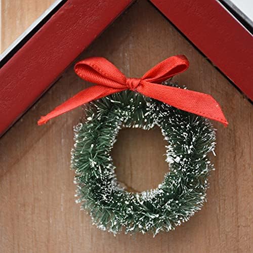 Calendário de contagem regressiva de Natal em forma de casa, Festival Salon Sonartableal Combettop Wood Sign decorado com minúscula grinalda