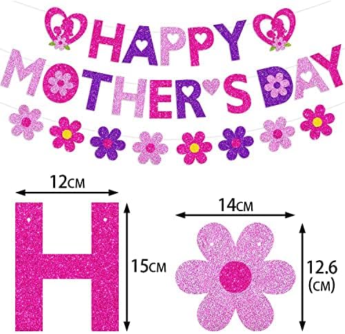 Feliz Banner do Dia das Mães, decoração de banner de glitter para o dia das mães, decoração de festa do dia das mães, suprimentos de festa do dia das mães