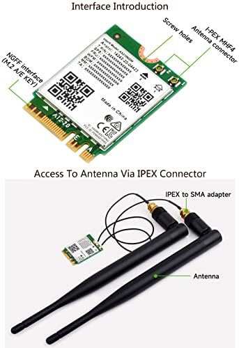 Wi-Fi 6E AX210 NGW sem fio AX210 WiFi Card, módulo sem fio AX210 NIC, Gigabit 2.4g/5g/6ghz Tri Band Wi-Fi 6e, 802.11ax