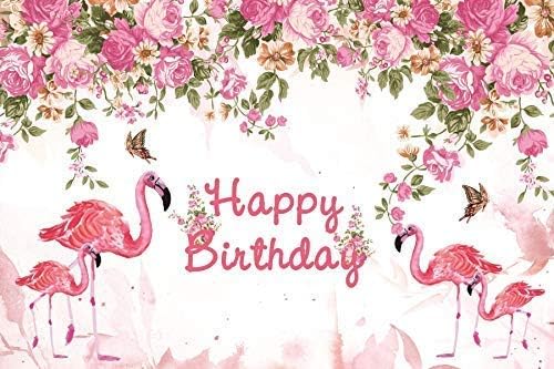 Baocicco 5x3ft flamingo feliz aniversário pano de fundo chinês rosas cenário rosa feliz aniversário festa fotografia
