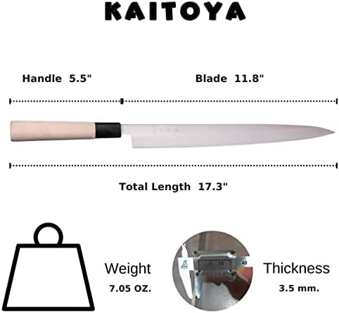 Kaitoya Sashimi Sushi Knife 12 polegadas com lâmina de borda única / faca de Yanagiba / faca de Sushi Chef / Faca de Aço