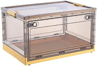 Caixa de armazenamento dobrável da NC com capa transparente recipiente de plástico com caixa de armazenamento [tan] YellowExtralarge