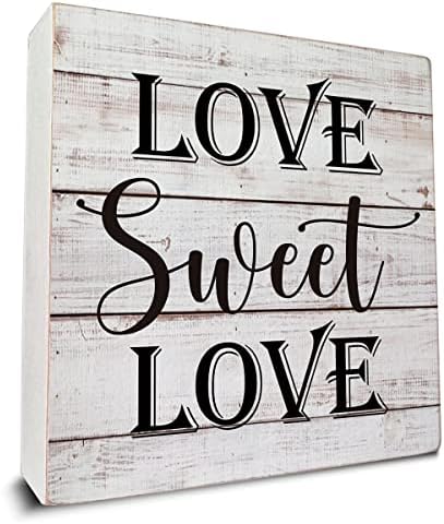 Love Sweet Love Box de madeira decoração de mesa de sinal, placa de caixa de madeira do Dia dos Namorados para a sala