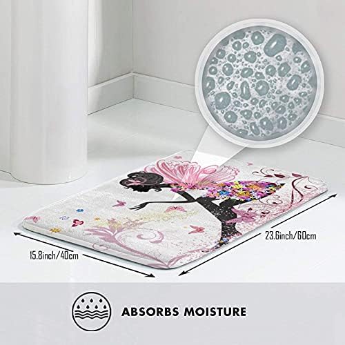 Fairy Butterfly Bathat Tapete para banheiro tapetes de pelúcia de piso pequenos banheiros macios laváveis ​​não deslizamentos absorventes