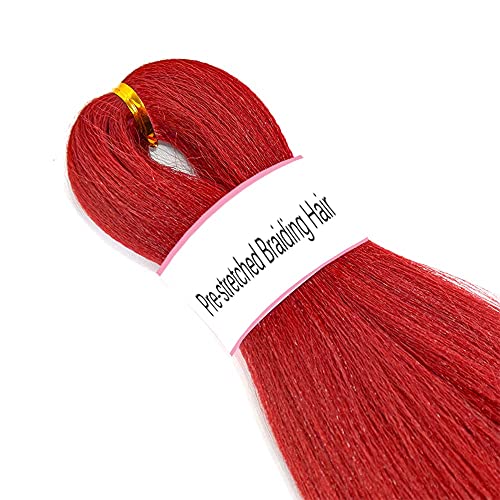 28 polegadas 8 pacotes EZ Braiding Red Hair pré -esticada Tranças sem nó