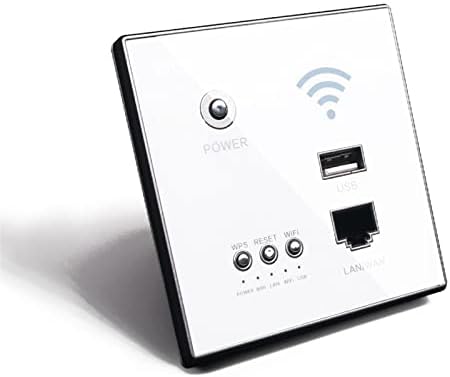 Router Wi -Fi incorporado na parede, relé Wi -Fi AP inteligente, porta do carregador USB, painel de vidro de cristal, soquete WiFi sem fio de 300 Mbps
