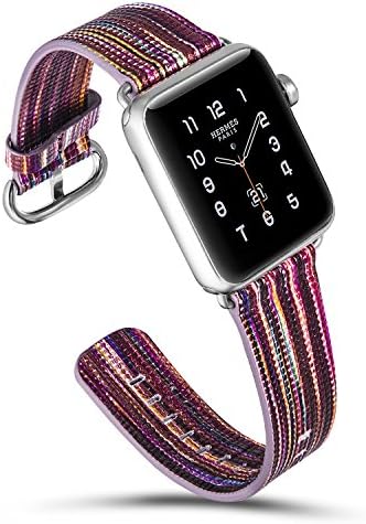 Caso Pierre Compatível com Apple Watch Band 45mm 44mm 42mm, faixa de couro genuína Substituição compatível com Apple Watch