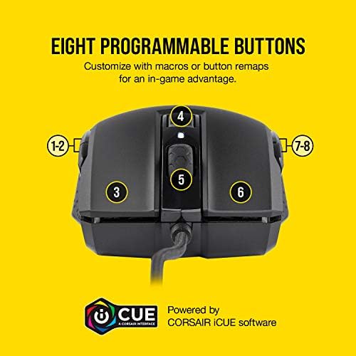 Corsair M55 RGB Pro Wired Ambidextrous Multi -Grip Gaming Mouse - 12.400 DPI Sensor ajustável - 8 botões programáveis ​​- preto