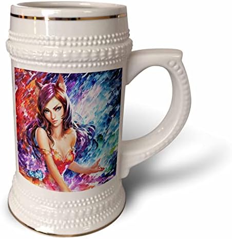 Mulher de gato 3drose. Vestido de gato incrível em vestido vermelho. Engraçado, único. - 22 onças de caneca