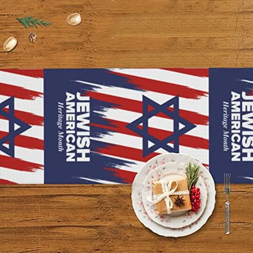 Jewish American Heritage Month Mesa Runner Decoração Duas Camadas para Dinâmica Dinâmica de Café Dinners Família Decoração de