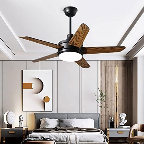 IBALODY Silent interno de teto interno Luz de ventilador de 5 engrenagem Fan Speed ​​Light 5 Wooden Fan Blades