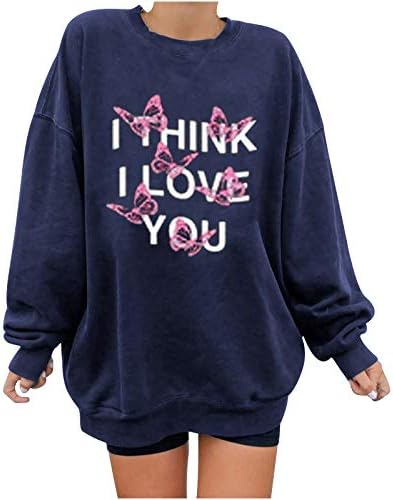 Blusa de manga longa ADSSDQ para mulheres Pullover de férias impresso elegante colher de algodão aconchegante de algodão solto