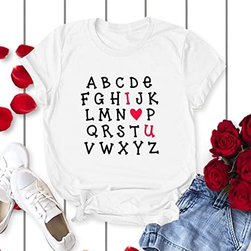 NYYBW MULHERES I LOVE VOCÊ LETRAS PRIM T-SHIRT CLÁSSICA CLAY FIT CREW POLTS Tops