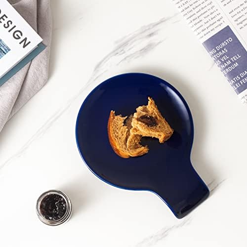 Magclay Ceramic Spoon Rest, suporte de colher de cerâmica de 5,5 para o fogão e balcão de cozinha, descanso de utensílio azul claro, ótimos presentes de cozinha para amigo, decorativo de cozinha moderna, marinha