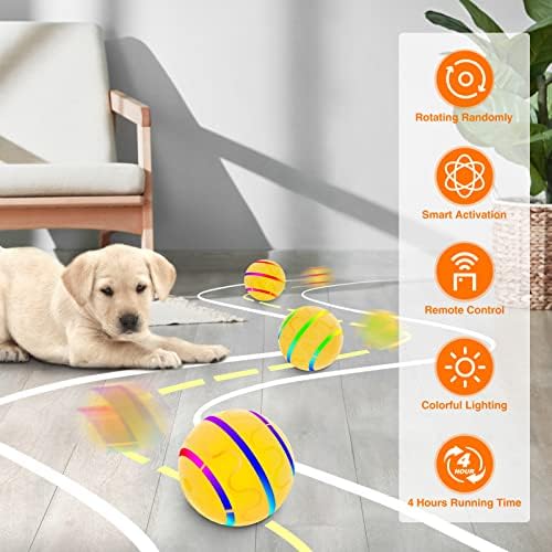 Bola de cachorro de controle remoto fozicus, brinquedos interativos automáticos de cachorro com luz LED, bola de