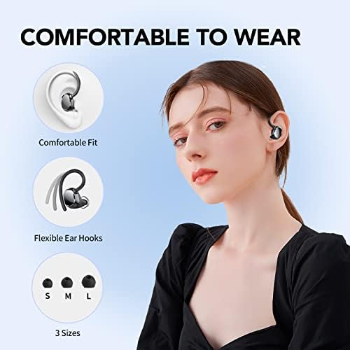 Fones de ouvido kt1 fones de ouvido sem fio v5.3 fones de ouvido Bluetooth 120hrs, 4,7g Mini tamanho de desgaste dor