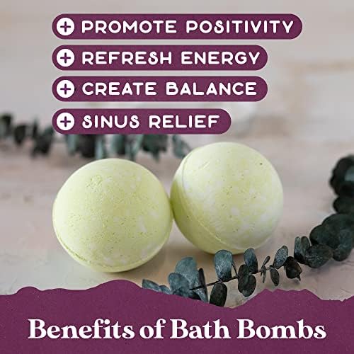 Purple Canyon Eucalyptus Bombas de banho para mulheres | Energizante Mint e Eucalyptus Bath Bomb com óleos essenciais naturais | Conjunto