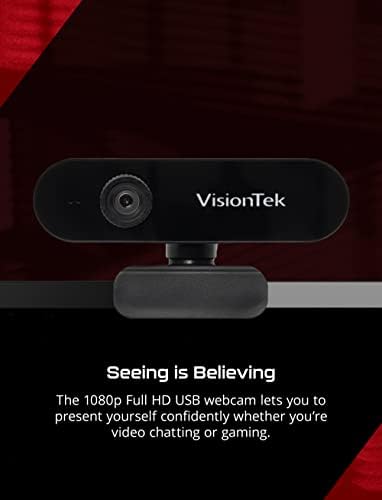 Visiontek VTWC30 Premium Full HD Webcam, para Windows, Mac, Linux e Chromebook, Câmera de vídeo de computador, microfones digitais