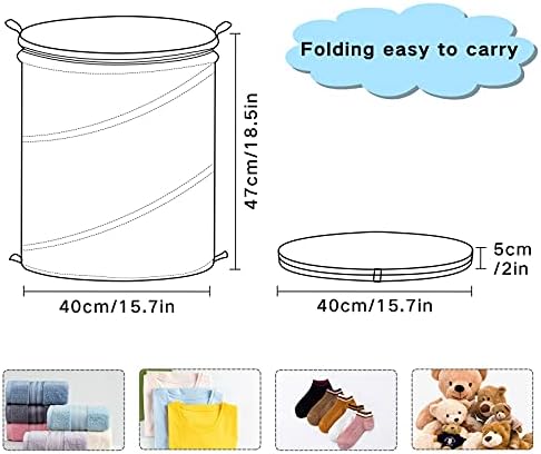 Lindo Hippo Pop -up Laundry Horting com tampa de tampa de zíper cesta de lavanderia com alças Organizador de roupas de cesto de armazenamento