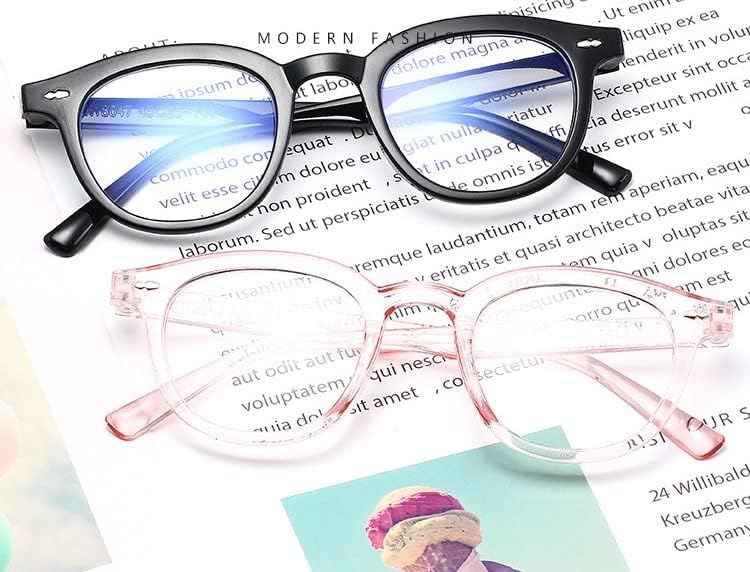 RD Blue Light Glasses for Men Mulheres Trendy redondos óculos de estrutura de lentes de bloqueio de lentes de computador