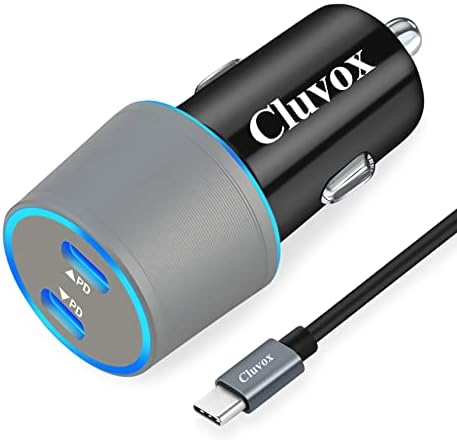 Carregador de carro USB C DUAL, 40W de carregamento rápido compatível com Samsung Galaxy S23 Plus/Ultra/S22/S21/S20 Fe/Nota
