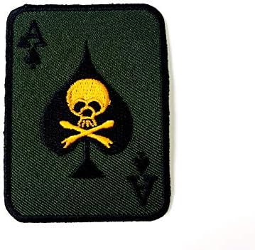 TH Death Skull Ace of Spades Cartão do Exército Logotipo de Corpo Motocicleta Bordada Costura em Ferro em Patch para