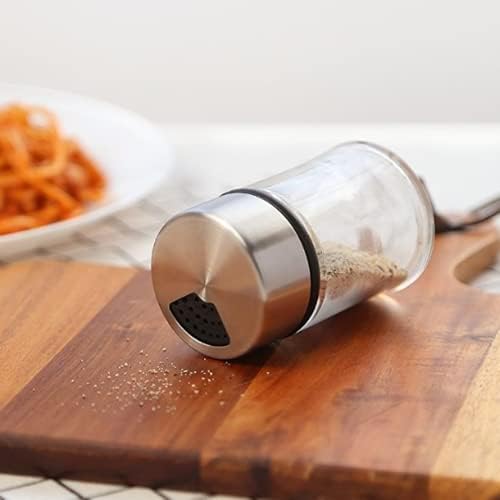 Shakers de sal e pimenta premium com orifícios de derramamento ajustável - Conjunto de 2 - Aço inoxidável elegante e vidro - Dispensador