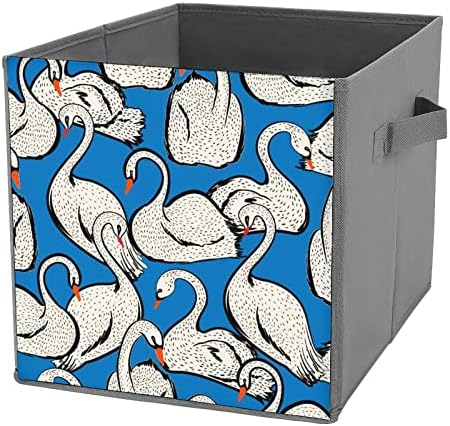 Birds Swan Blue Bincsible Bins Cubos Organizador Caixas de armazenamento de tecido da moda insere gavetas de cubo 11 polegadas