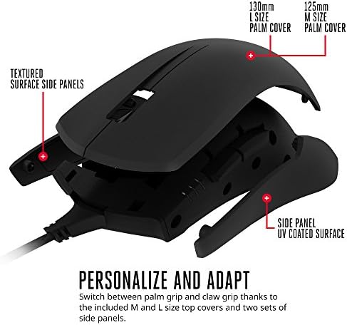 Cooler Master SGM-4006-KFOA1 MasterMouse Pro L Gaming Mouse com capas superiores personalizáveis ​​e RGB para vários efeitos
