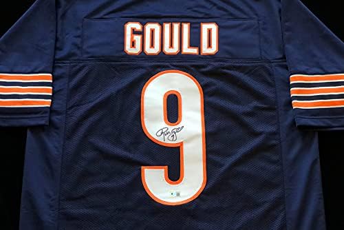 Robbie Gould assinou a camisa de futebol azul autografada Beckett Coa - Size XL - Chicago Bears Legendary Kicker