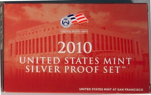 2010 S Silver Proof Situado na embalagem original do governo dos EUA