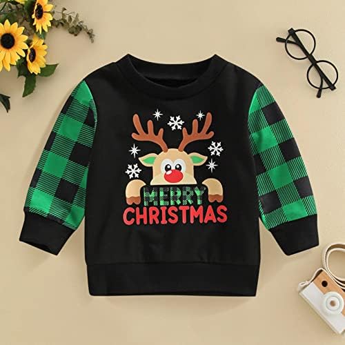 Vista para meninos de meninas de meninos de Natal de Meninas de Manga Longa de Cartoon Prindes de Deer Prostox Prostox Pullover