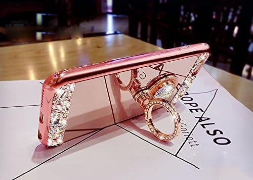 Ykybhx Compatível com o espelho do iPhone 13 Pro Case, Crystal Inclaid Diamond Flowers Rhinestone Glitter Bling Mirror