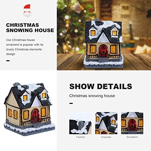 Pretyzoom Christmas Casas iluminadas pela resina Casa de Natal Vila Led Férias Mesa de Natal Decorações de prateleiras