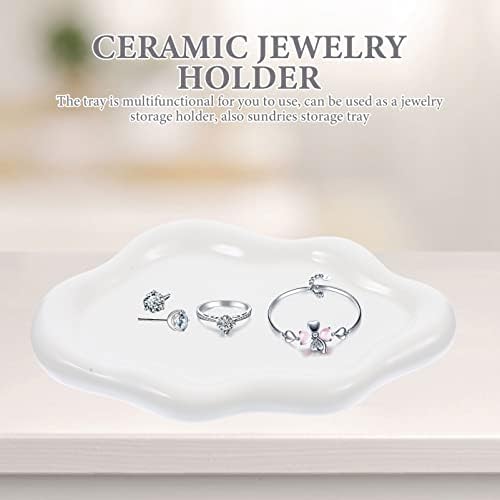 Bandeja de jóias de cerâmica de Zerodeko, prato decorativo de bugigangas pequenas jóias organizador de jóias de jóias de tigela de tigela de jóias para anel, brinco, pulseira, chave