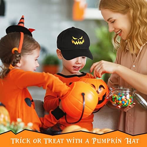 3 peças Halloween Pumpkin Baseball Caps unissex Bordado ajustável Pumpkin Face Papai Capto de algodão Capinho de caminhão