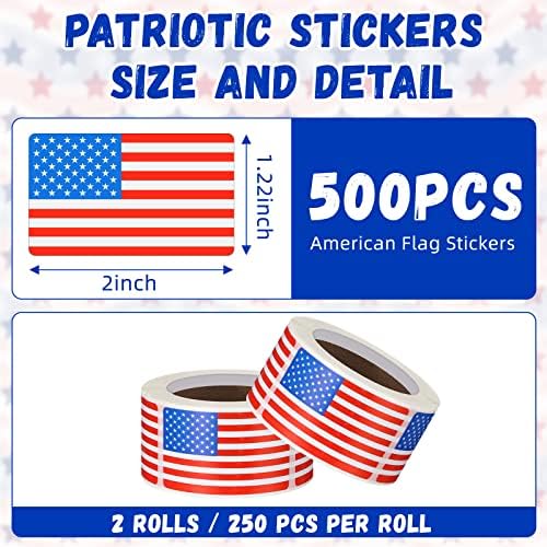 Batiyeer 100 PCs 4 de julho Mini Pequena bandeira americana no bastão e 500 pcs