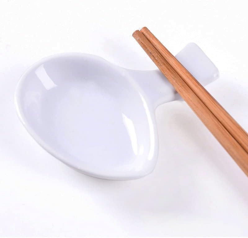Suporte de pauzinha japonesa de cerâmica branca, canteiro simples de colher oval, molho de molho, utensílio de suporte para