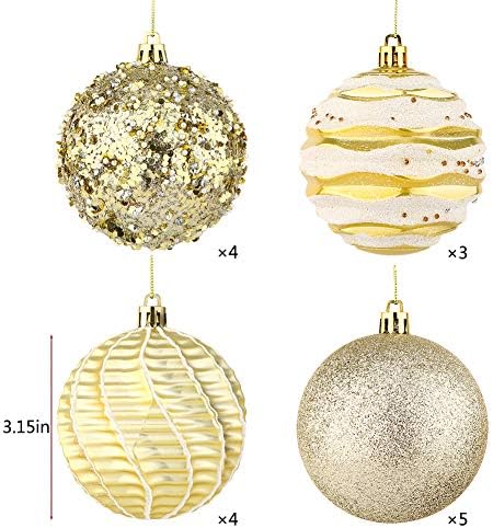 Sattiyrch 16ct Bolas de Natal Ornamentos Conjunto de 80mm/3,15 , Ornamentos de árvore de Natal decorativos de plástico quebrado